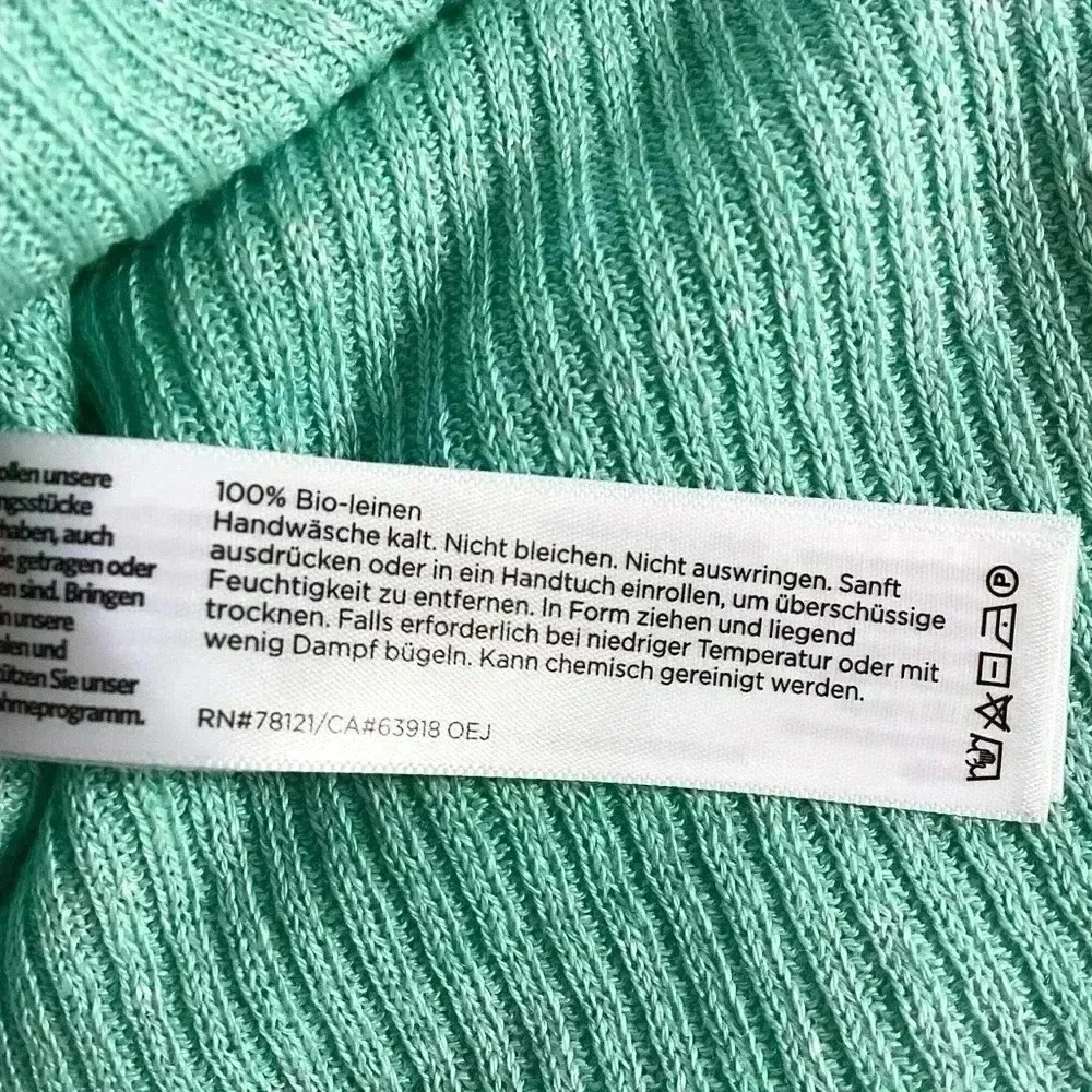Eileen Fisher Mint Green Organic Linen Delave Round Neck Pullover size Medium